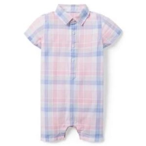 Janie and Jack Pink and Blue Plaid Button Down Shirt